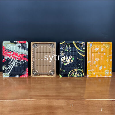 Customize Design Variety Size Non-Slip Plastic Sushi Tray with Lid