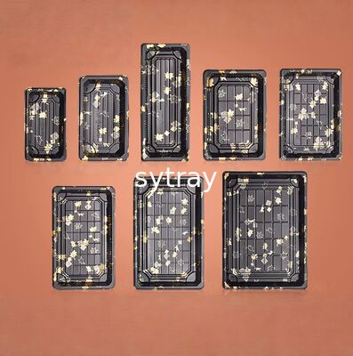 Unisupply Rectangle Plastic Sushi Box Sushi Tray Sushi Takeaway Box for Restaurant PET PP